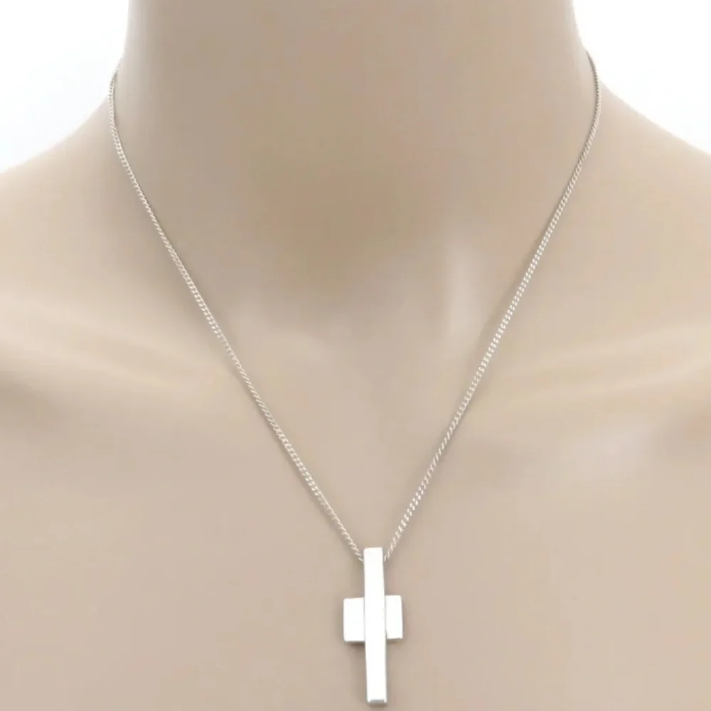 Gucci Luxury Cross ✝️ Sterling Silver Necklace